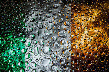 National flag of  Ireland with drops