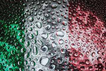 National flag of  Italy with drops