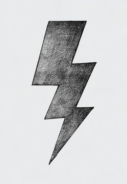 Hand-drawn gray lightning illustratrion