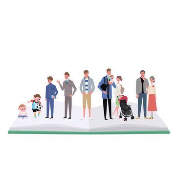 ライフステージ　人生　イラスト　男性
