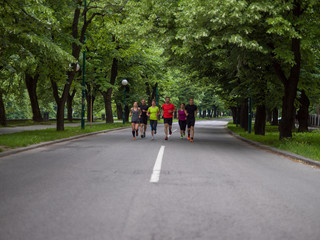 runners team on morning training