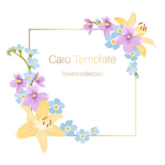 Lily viola forget-me-not floral card template