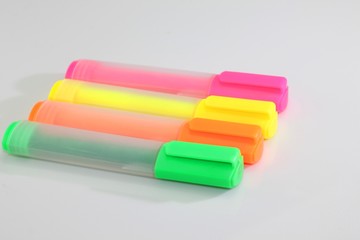 Multicolored highlighters. Isolated on white background