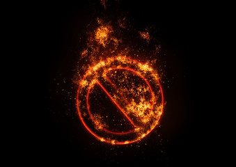 炎に包まれた注意マーク