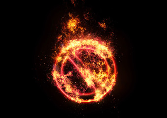 炎に包まれた注意マーク