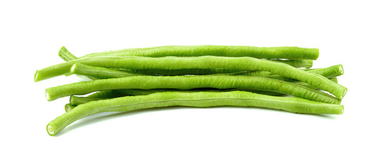 Yard long bean, A bunch of freshly picked cowpea isolated on white