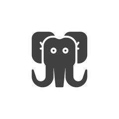 Mammoth head vector icon. filled flat sign for mobile concept and web design. Elephant head simple solid icon. Symbol, logo illustration. Pixel perfect vector graphics