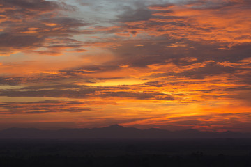 Dramatic sky with sunrise