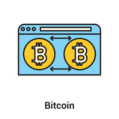 Bitcoin icon vector sign and symbol isolated on white background, Bitcoin logo concept