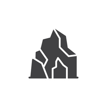Cave in mountain vector icon. filled flat sign for mobile concept and web design. Prehistoric cave home simple solid icon. Symbol, logo illustration. Pixel perfect vector graphics