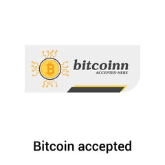 Fototapeta premium Bitcoin accepted icon vector sign and symbol isolated on white background, Bitcoin accepted logo concept