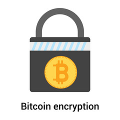 Bitcoin encryption icon vector sign and symbol isolated on white background, Bitcoin encryption logo concept