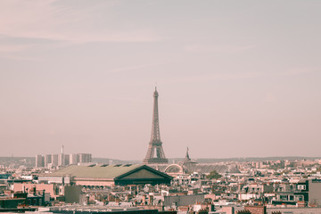 Cityscape view on  beautiful buildings and Eiffel tower