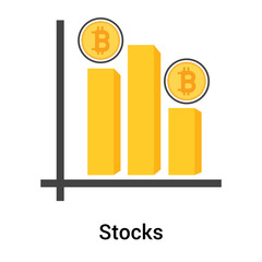 Stocks icon vector sign and symbol isolated on white background, Stocks logo concept
