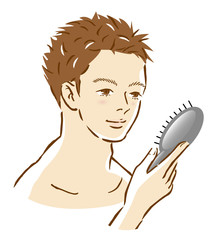 男性　ブラシング　髪　うれしい