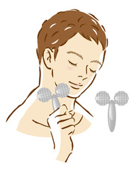 男性　自宅エステ　美顔ローラー　セルフケア