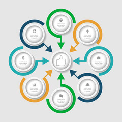 Vector infographic template for diagram, graph, presentation, chart, business concept with 8 options.