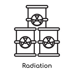 Naklejka premium Radiation icon vector sign and symbol isolated on white background, Radiation logo concept, outline symbol, linear sign