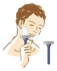 男性　ひげそり　身だしなみ　カミソリ　泡