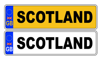 Fototapeta premium UK Front And Back Number Plate With Text Scotland