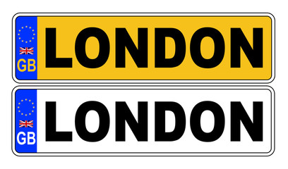 Fototapeta premium UK Front And Back Number Plate With Text London