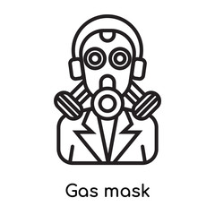Gas mask icon vector sign and symbol isolated on white background, Gas mask logo concept, outline symbol, linear sign