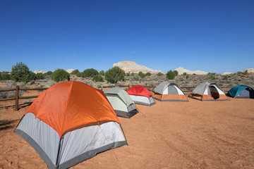 Camping tents in White Pocket, Vermilion Cliffs National Monument, AZ