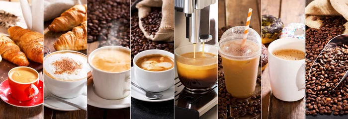 Foto op Plexiglas koffie collage van verschillende kopjes © Nitr