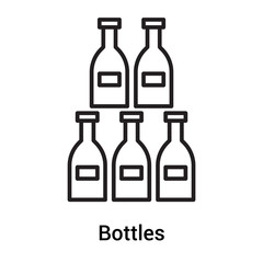 Bottles icon vector sign and symbol isolated on white background, Bottles logo concept, outline symbol, linear sign