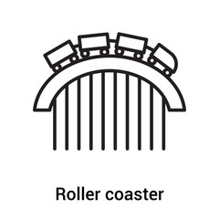 Roller coaster icon vector sign and symbol isolated on white background, Roller coaster logo concept, outline symbol, linear sign