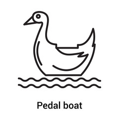 Pedal boat icon vector sign and symbol isolated on white background, Pedal boat logo concept, outline symbol, linear sign