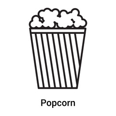 Popcorn icon vector sign and symbol isolated on white background, Popcorn logo concept, outline symbol, linear sign