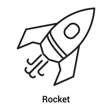 Rocket icon vector sign and symbol isolated on white background, Rocket logo concept, outline symbol, linear sign
