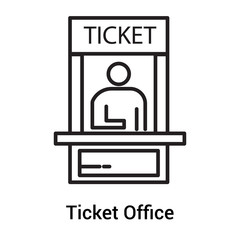 Ticket Office icon vector sign and symbol isolated on white background, Ticket Office logo concept, outline symbol, linear sign