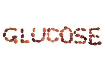 Glucose written with raisins