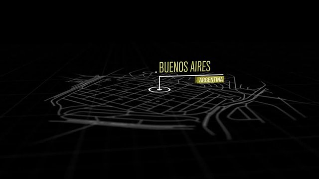 Locations Buenos Aires, Argentina. Animation of marking a point  in the city of Buenos Aires, Argentina. Location of the city, large shopping center. Video in 4K with resolution of 3840x2160.