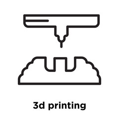 3d printing icon vector sign and symbol isolated on white background, 3d printing logo concept, outline symbol, linear sign