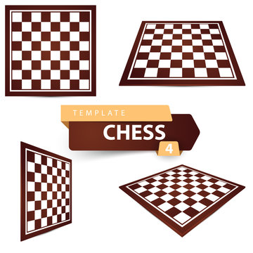 Chess Template. Four Items Game Board. Vector Eps 10