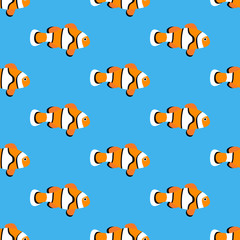 Amphiprion clown fish seamless pattern