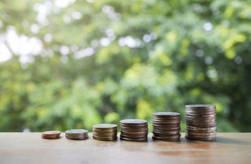 Coins stack, Saving growing up money for business and financial concept idea