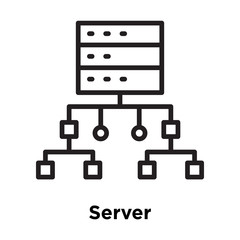 Server icon vector sign and symbol isolated on white background, Server logo concept, outline symbol, linear sign