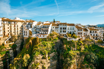 Obraz premium the famous stone bridge over the gorge of tajo in Ronda, Andalusia, Spain