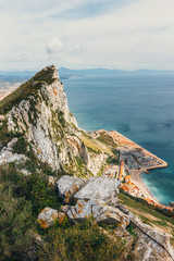Aerial view of the coastline of Gibraltar from the top of the rock