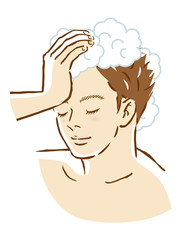 男性　シャンプー　洗髪　髪