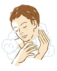 男性　ボディーソープ　身体　洗う