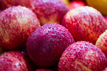 Apple is sold in the market, red apples are sweet and tasty