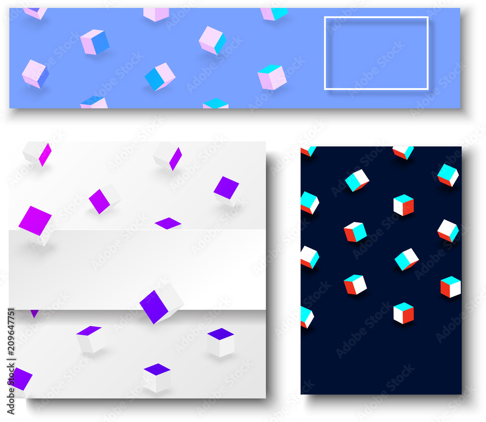 Wall mural backgrounds with color geometric 3d cubes pattern.