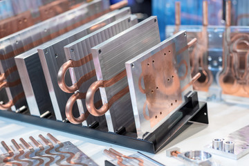 Aluminum-copper heat sink plates for industrial electronics.