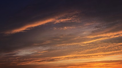 Fiery orange sunset sky . Sunset with dramatic sky background.