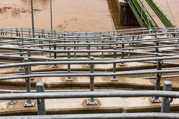 metal pedestrian bridge details in city of Bauska, Latvia